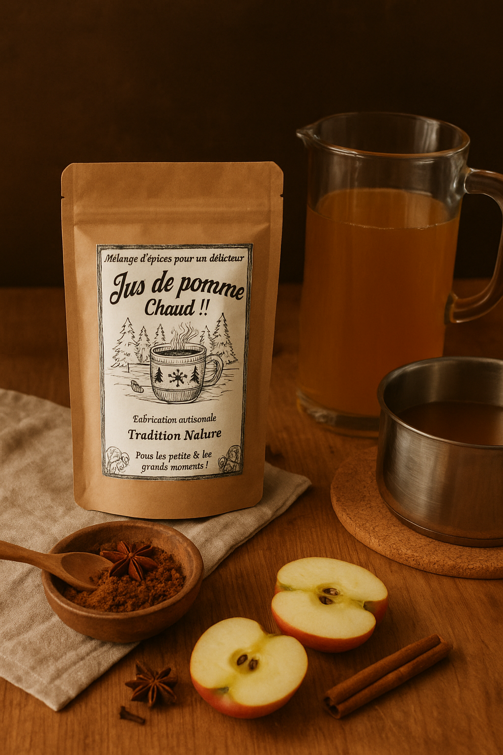 Jus de Pommes Épicé d’Hiver